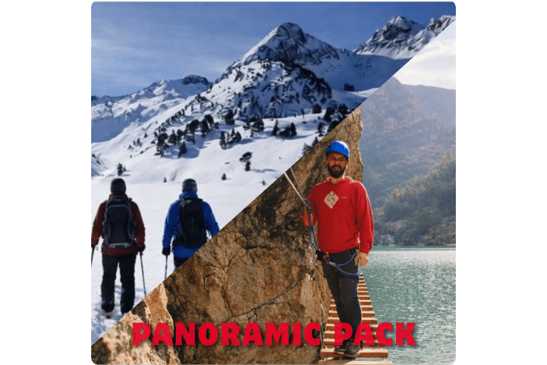 Pack that includes 2 activities at the best price: Snowshoeing in the Pyrenees and via ferrata
